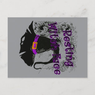 Cartão Postal Rosto de Bruxa Descansada - Aranha Halloween