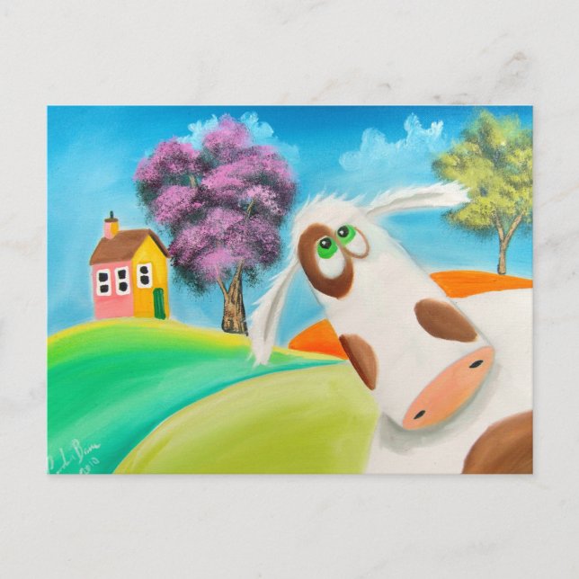 Cartão Postal ROSTO DE VACA FOFO arte de Gordon Bruce (Frente)