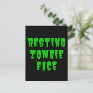Cartão Postal Rosto de Zumbi Relaxado - Halloween Engraçado 2022