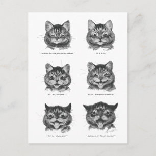 Cartão Postal Rosto Engraçado de Gato, Louis Wain