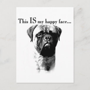 Cartão Postal Rosto Feliz Bullmastiff