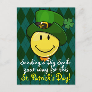 Cartão Postal Rosto Feliz Clássico Com um Chapéu de Leprechaun I