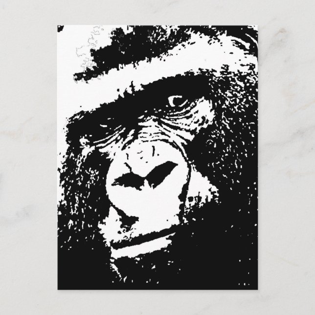 Cartão Postal Rosto Gorilla BW (Frente)