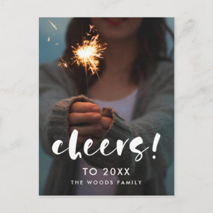 Cartão Postal Rosto moderno de Cheers para foto de Ano Novo de 2