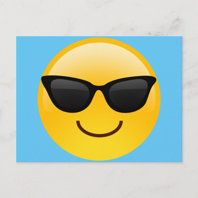 Cartão Postal Rosto Sorridente Com Óculos De Sol Legal Emoji (Frente)