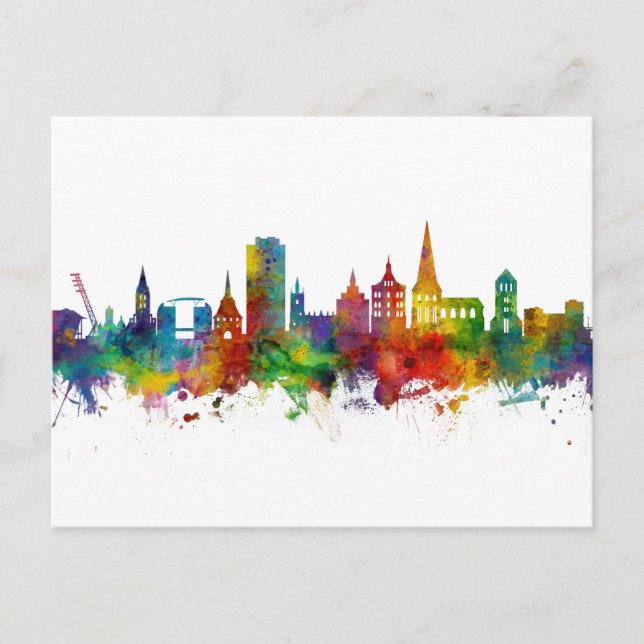 Cartão Postal Rostock Germany Skyline (Frente)