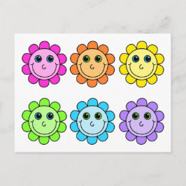 Cartão Postal Rostos de Flor Emoji Coloridos