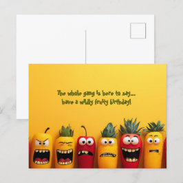 Cartão Postal Rostos de Frutas Divertidos de Aniversário
