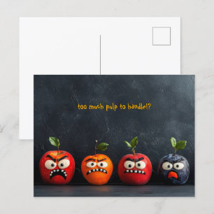 Cartão Postal Rostos de Frutas Engraçados Tem Muito Suco para Li
