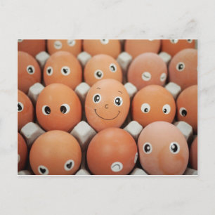 Cartão Postal Rostos de Ovos Engraçados - Impressão de Comida 