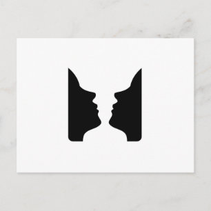 Cartão Postal Rostos ou vaso - ilusão de duas faces como um vaso