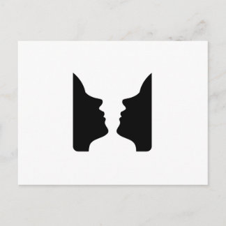 Cartão Postal Rostos ou vaso - ilusão de duas faces como um vaso