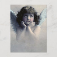 Rosy Cheeked Vintage Angel nas nuvens