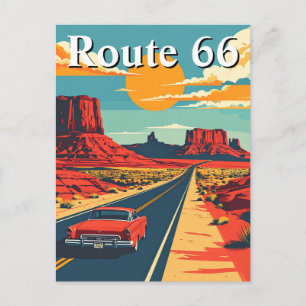 Cartão Postal Rota 66 Carro Antigo Americano Vintage Viagem
