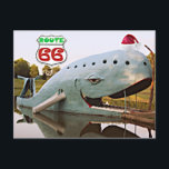 Cartão Postal Rota 66 Catoosa Blue Whale Christmas Santa Hat<br><div class="desc">Visitar a Baleia Azul de Catoosa,  Oklahoma ao longo da Rota 66 é mágico a qualquer momento do ano. O favorito da América Latina é visto normalmente vestindo um boné de beisebol. No entanto,  no Natal,  esta imagem de fantasia mostra a baleia vestindo um chapéu de Papai Noel.</div>