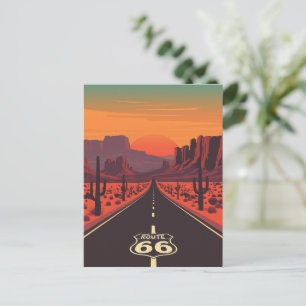 Cartão Postal Rota 66 EUA Pôr do Sol Deserto Vintage