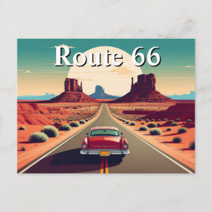 Cartão Postal Rota 66 Retro Carro Antigo Deserto Viagem