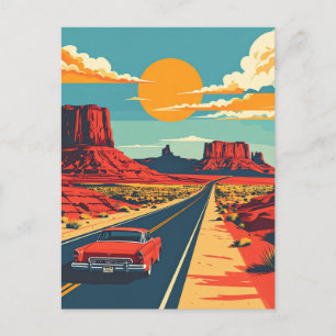 Cartão Postal Rota 66 Retro EUA Viagem Vintage Americana