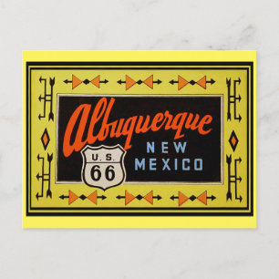 Cartão Postal Rota 66 - Viagens vintage Albuquerque Novo México 