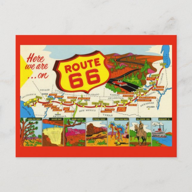 Cartão Postal Rota 66 Vintage (Frente)