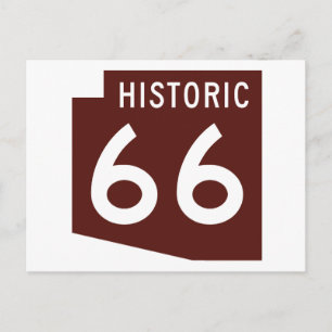 Cartão Postal Rota Histórica 66 - Mapa do Estado da Arizona