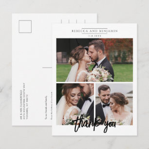Cartão Postal Roteiro de Colagem de Fotos de Casamento Obrigado