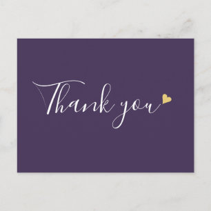 Cartão Postal Roteiro de Coração de Ouro Roxo Obrigado Negócios