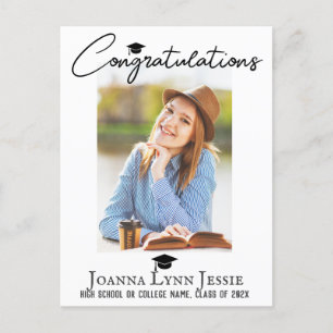 Cartão Postal roteiro de felicitações casual Foto de Graduado
