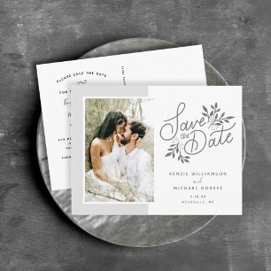 Cartão Postal Roteiro de Foto de Save the Date de Casamento Botâ