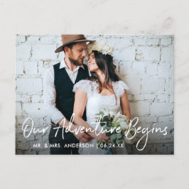Cartão Postal Roteiro Manuscrito Casamento Nossa Aventura Obriga