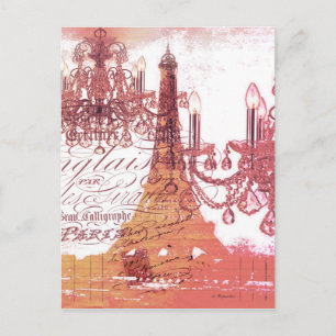 Cartão Postal roteiros laranja chandelier paris eiffel torre