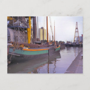 Cartão Postal Roterdão, navios históricos, barcaça à vela ne