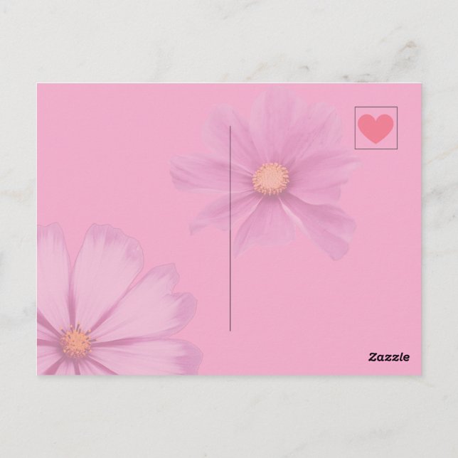 Cartão Postal Rotes Herz auf rosa - Postcard Postkarte (Verso)