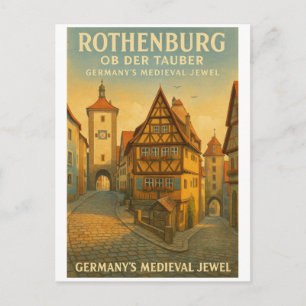 Cartão Postal Rothenburg ob der Tauber, Alemanha Viagem Retro