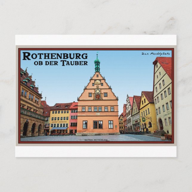 Cartão Postal Rothenburg od Tauber - der Marktplatz (Frente)