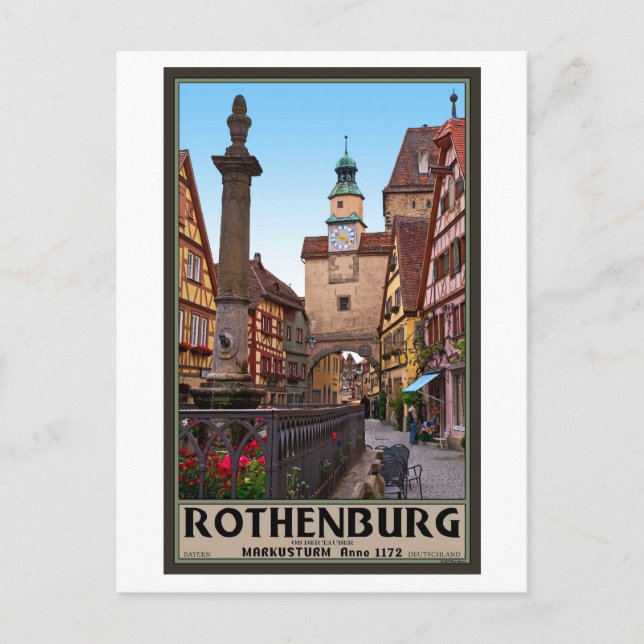 Cartão Postal Rothenburg od Tauber - Markusturm (Frente)