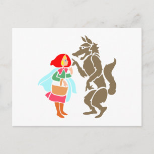 Cartão Postal Rotkäppchen Wolf pequeno equitação vermelha