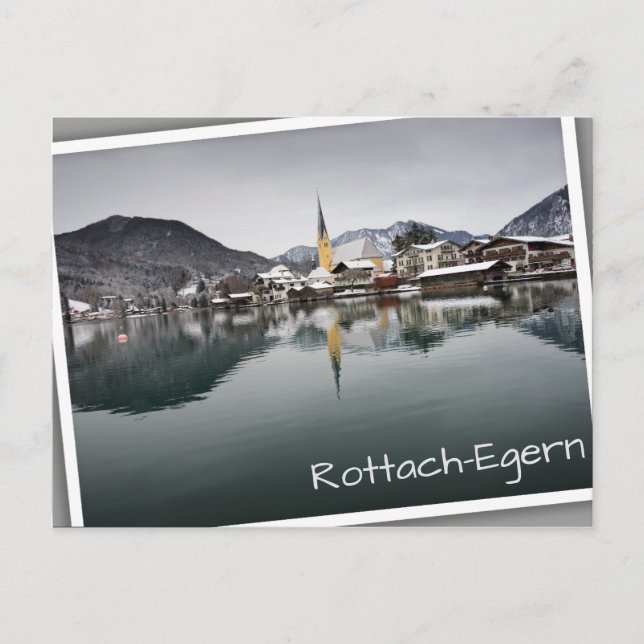 Cartão Postal Rottach-Egern no Tegernsee, Baviera no inverno (Frente)