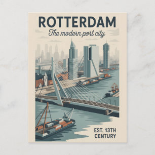 Cartão Postal Rotterdam Holanda Paisagem Urbana Retro Viagem