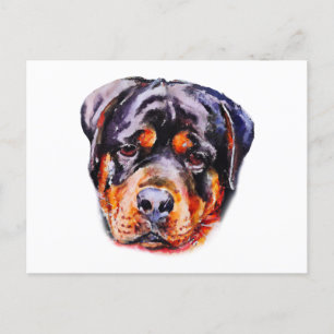 Cartão Postal Rottweiler de Aquarela