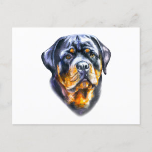 Cartão Postal Rottweiler de Aquarela