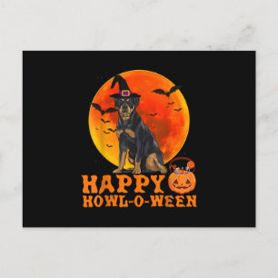 Cartão Postal Rottweiler engraçado feliz dia das bruxas cão aman