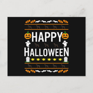 Cartão Postal Rottweiler Halloween Preguiçoso Cachorrinho