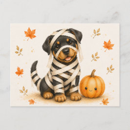 Cartão Postal Rottweiler Múmia Halloween