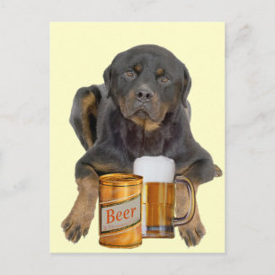 Cartão Postal Rottweiler Não Toque em Minha Cerveja