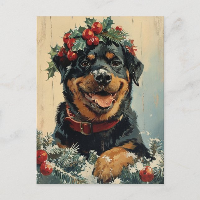 Cartão Postal Rottweiler Natal (Frente)