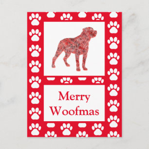 Cartão Postal Rottweiler Rottie DogSilhouette RedFelry Natal