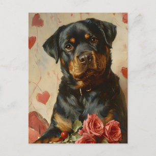 Cartão Postal Rottweiler Vintage Dia de os namorados