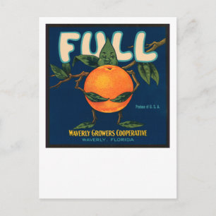 Cartão Postal Rótulo Completo de Caixa de Laranja