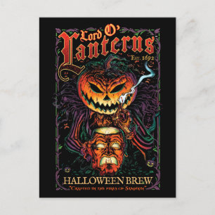 Cartão Postal Rótulo da Cerveja do Senhor das Lanternas de Hallo